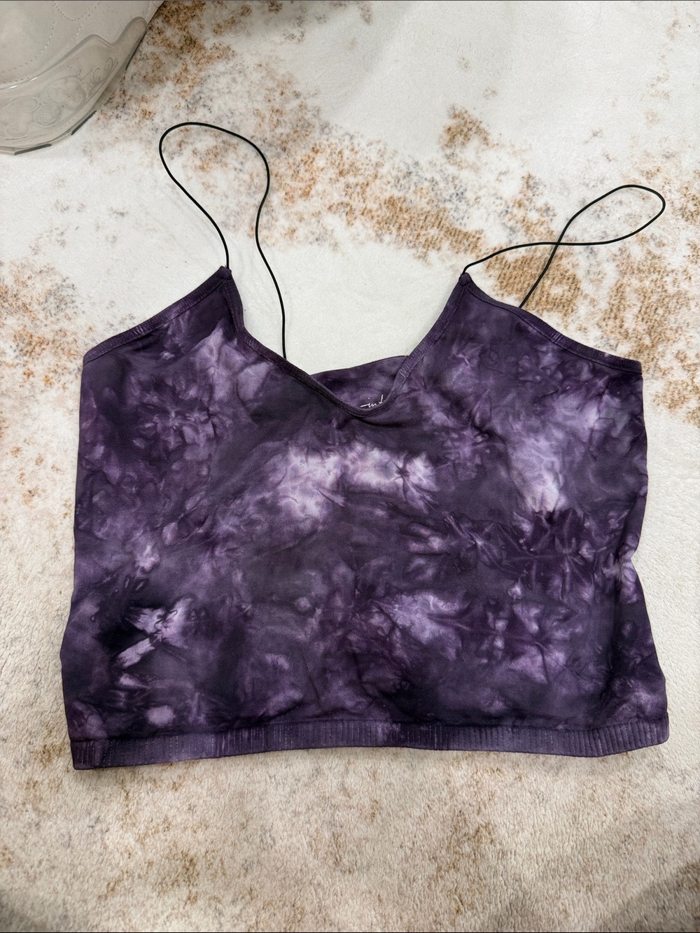 Free People Dark Purple Tie-Dye Spaghetti Strap Crop Tank
